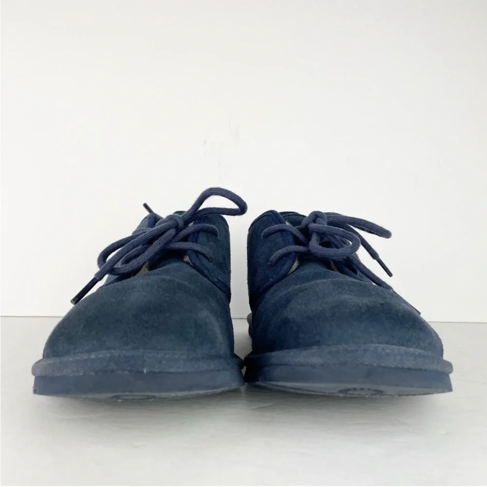 UGG Neumel Navy Blue Suede Leather Shearling Lace Up Warm Cozy Ankle Boots